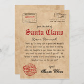 Personalisierter Brief vom Weihnachtsmann Einladung (Vorne/Hinten)