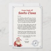 Personalisierter Brief vom Weihnachtsmann Feiertagskarte (Vorderseite)