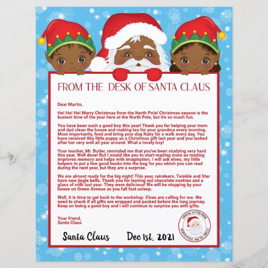 Personalisierter Brief von Black Santa Claus (Vorderseite)