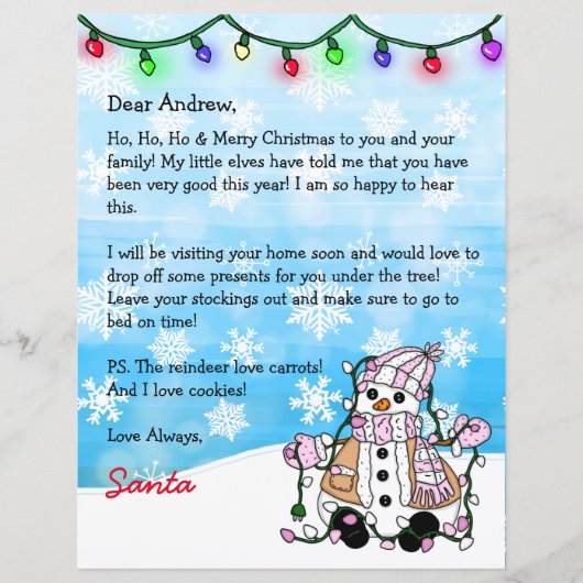 Personalisierter Brief von Santa + Farbseite (Vorderseite)