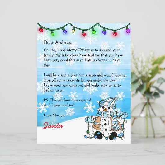 Personalisierter Brief von Santa + Farbseite (Stehend Vorderseite)