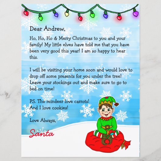 Personalisierter Brief von Santa + Farbseite (Vorderseite)