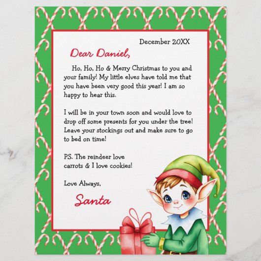 Personalisierter Brief von Santa für Kinder (Vorderseite)