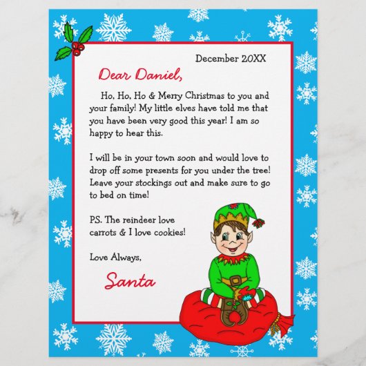 Personalisierter Brief von Santa für Kinder (Vorderseite)