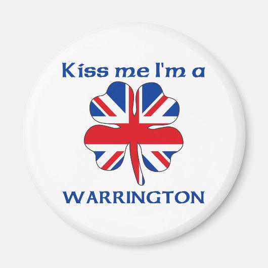 Personalisierter britischer Kuss Me I bin Warringt Magnet (Vorne)