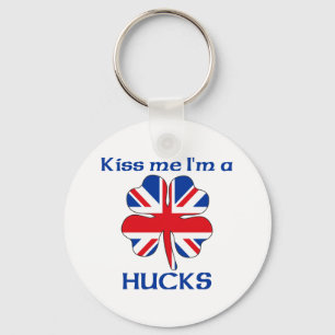 Personalisierter britischer Kuss Me Ich bin Hucks Schlüsselanhänger