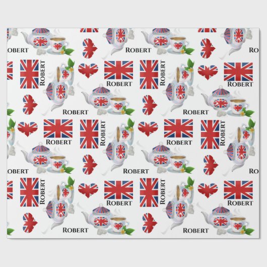 Personalisierter britischer Tee Geschenkpapier (Flach)