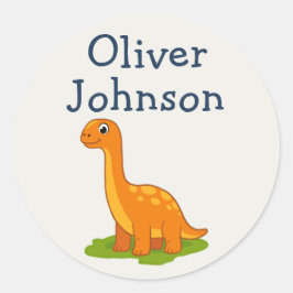 Personalisierter Brontosaurus Süßer Dinosaurier Na Runder Aufkleber