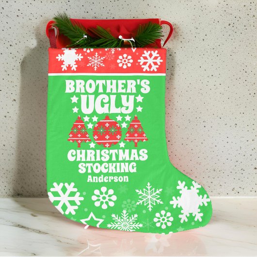 Personalisierter Bruder's Ugly Christmas Sweater Großer Weihnachtsstrumpf