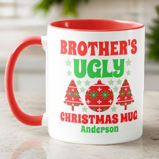 Personalisierter Bruder's Ugly Christmas Sweater Tasse