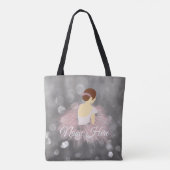 Personalisierter brünetter Ballerina-Namenstänzer Tasche (Rückseite)