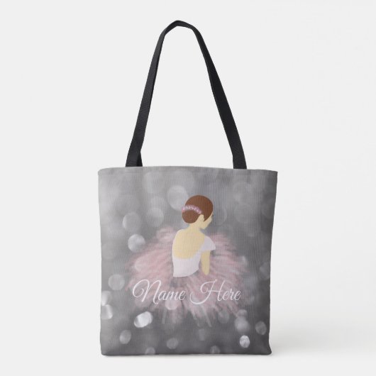 Personalisierter brünetter Ballerina-Namenstänzer Tasche (Rückseite)