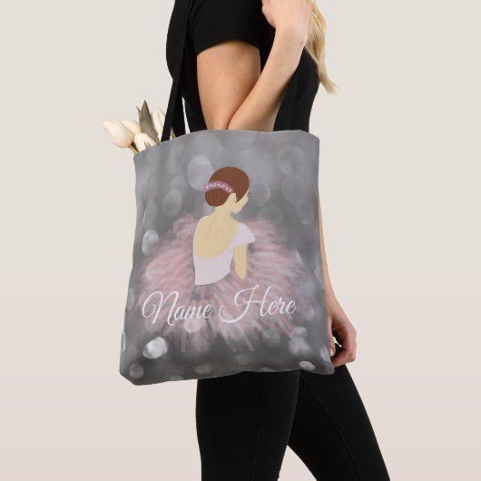Personalisierter brünetter Ballerina-Namenstänzer Tasche (Von Nahem)