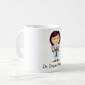 Personalisierter brünetter Doktor Female Kaffeetasse (Vorderseite Links)