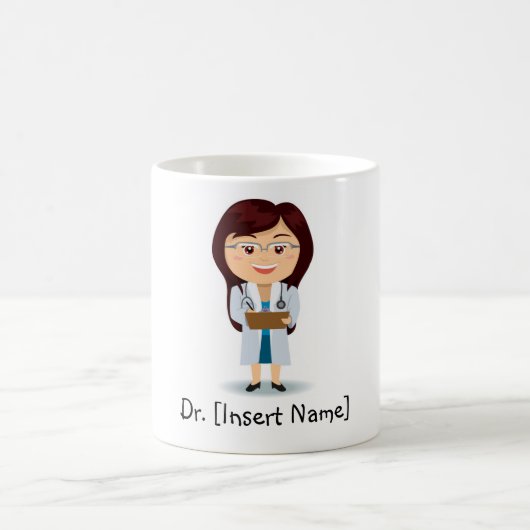 Personalisierter brünetter Doktor Female Kaffeetasse (Mittel)
