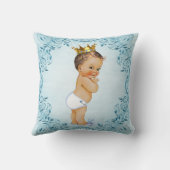 Personalisierter brünetter Prinz Blue Leaves Kissen (Rückseite)