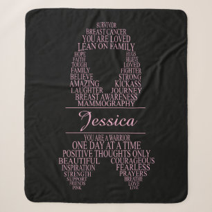 Personalisierter Brustkrebs schwarz und rosa Sherpadecke