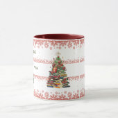 Personalisierter Buchbaum mit rotem Schneeflockenm Tasse (Zentrum)