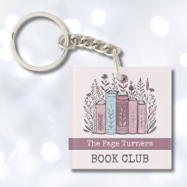 Personalisierter Buchclub floral Schlüsselanhänger