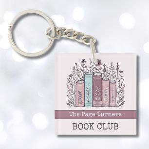 Personalisierter Buchclub floral Schlüsselanhänger