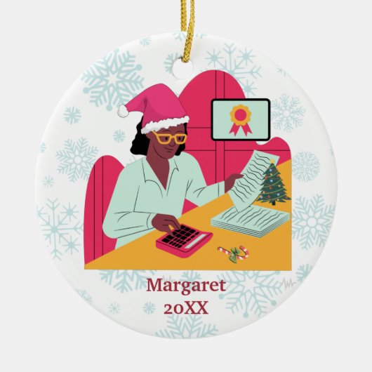 Personalisierter Buchhalter Fügen Sie einen Namen Keramik Ornament (Vorne)