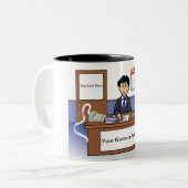Personalisierter Buchhalter - männlicher Cartoon Zweifarbige Tasse (Vorderseite Links)
