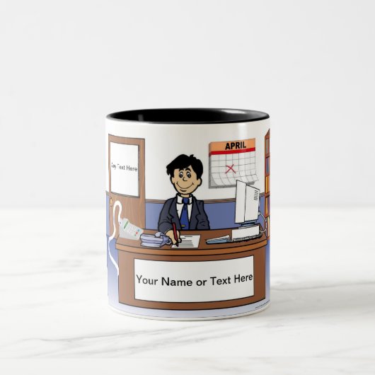 Personalisierter Buchhalter - männlicher Cartoon Zweifarbige Tasse (Mittel)