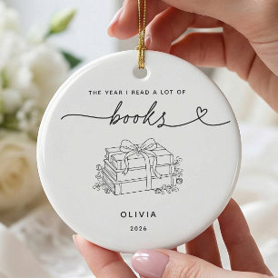 Personalisierter Buchliebhaber-Weihnachtsschmuck Keramik Ornament