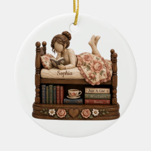 Personalisierter Buchliebhaber-Weihnachtsschmuck Keramik Ornament