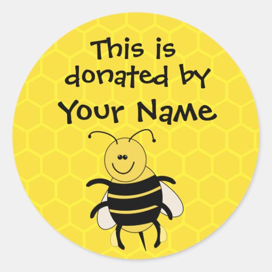 Personalisierter Buchspendensticker Honeybee Custo Runder Aufkleber (Vorderseite)