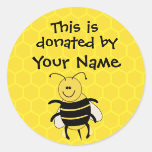 Personalisierter Buchspendensticker Honeybee Custo Runder Aufkleber
