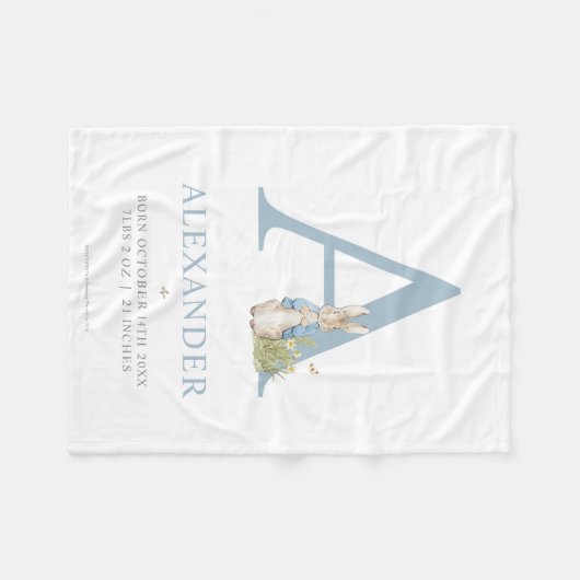 Personalisierter Buchstabe A Peter-Kaninchen-| Fleecedecke (Vorderseite (Horizontal))