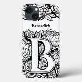 Personalisierter Buchstabe B Schwarz-weiße Tattoo- Case-Mate iPhone Hülle (Rückseite)