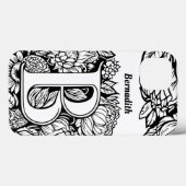 Personalisierter Buchstabe B Schwarz-weiße Tattoo- Case-Mate iPhone Hülle (Rückseite (Horizontal))