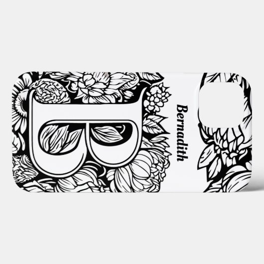 Personalisierter Buchstabe B Schwarz-weiße Tattoo- Case-Mate iPhone Hülle (Rückseite (Horizontal))