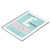 Personalisierter Buchstabe E | Niedlich Elephant K Notizblock (Linke Seite)