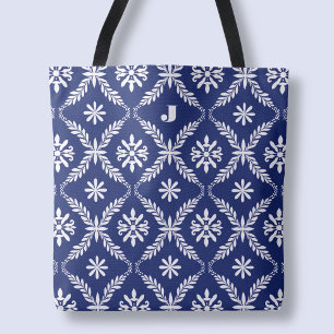 Personalisierter Buchstabe Elegantes Blaues Muster Tasche