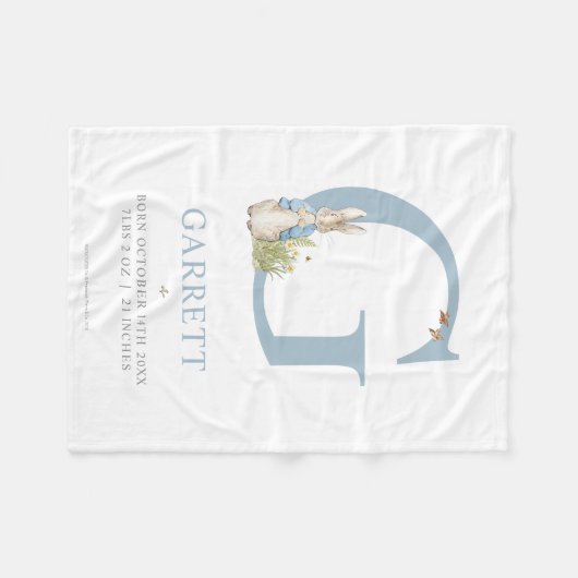 Personalisierter Buchstabe G Peter-Kaninchen-| Fleecedecke (Vorderseite (Horizontal))