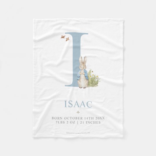 Personalisierter Buchstabe I Peter-Kaninchen-| Fleecedecke (Vorderseite)