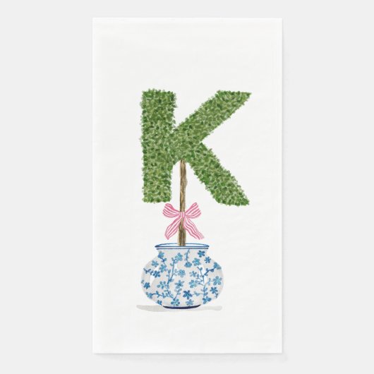 Personalisierter Buchstabe K Preppy Topiary Monogr Serviette (Vorderseite)