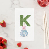 Personalisierter Buchstabe K Preppy Topiary Monogr Serviette (Beispiel)