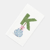 Personalisierter Buchstabe K Preppy Topiary Monogr Serviette (Ecke)