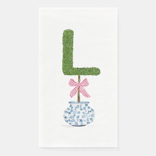 Personalisierter Buchstabe L Topiary Monogramm Serviette (Vorderseite)