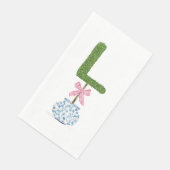 Personalisierter Buchstabe L Topiary Monogramm Serviette (Ecke)