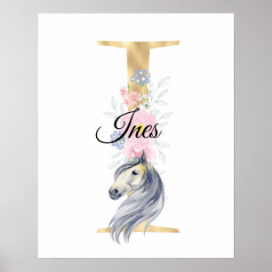 Personalisierter Buchstabe mit Pferd und Namen Poster