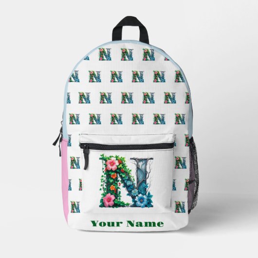 Personalisierter Buchstabe N Bedruckter Rucksack (Vorderseite)