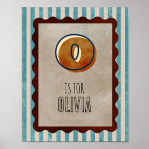 Personalisierter Buchstabe O Wasserfarbe-Nursery Poster