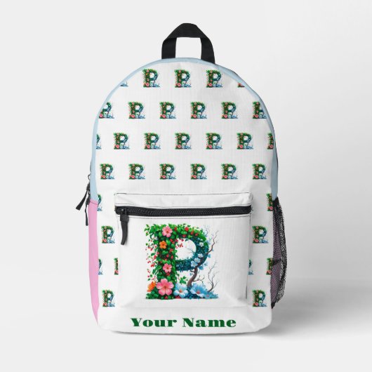 Personalisierter Buchstabe P Bedruckter Rucksack (Vorderseite)