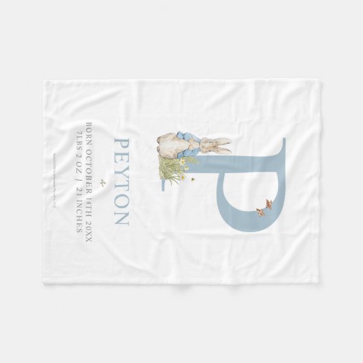 Personalisierter Buchstabe P Peter-Kaninchen-| Fleecedecke (Vorderseite (Horizontal))