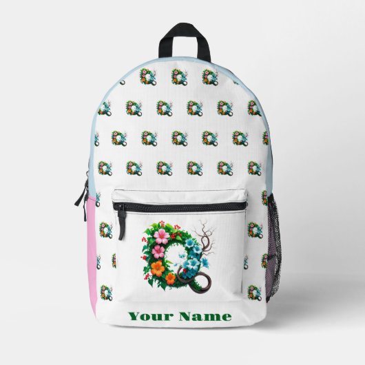 Personalisierter Buchstabe Q Bedruckter Rucksack (Vorderseite)